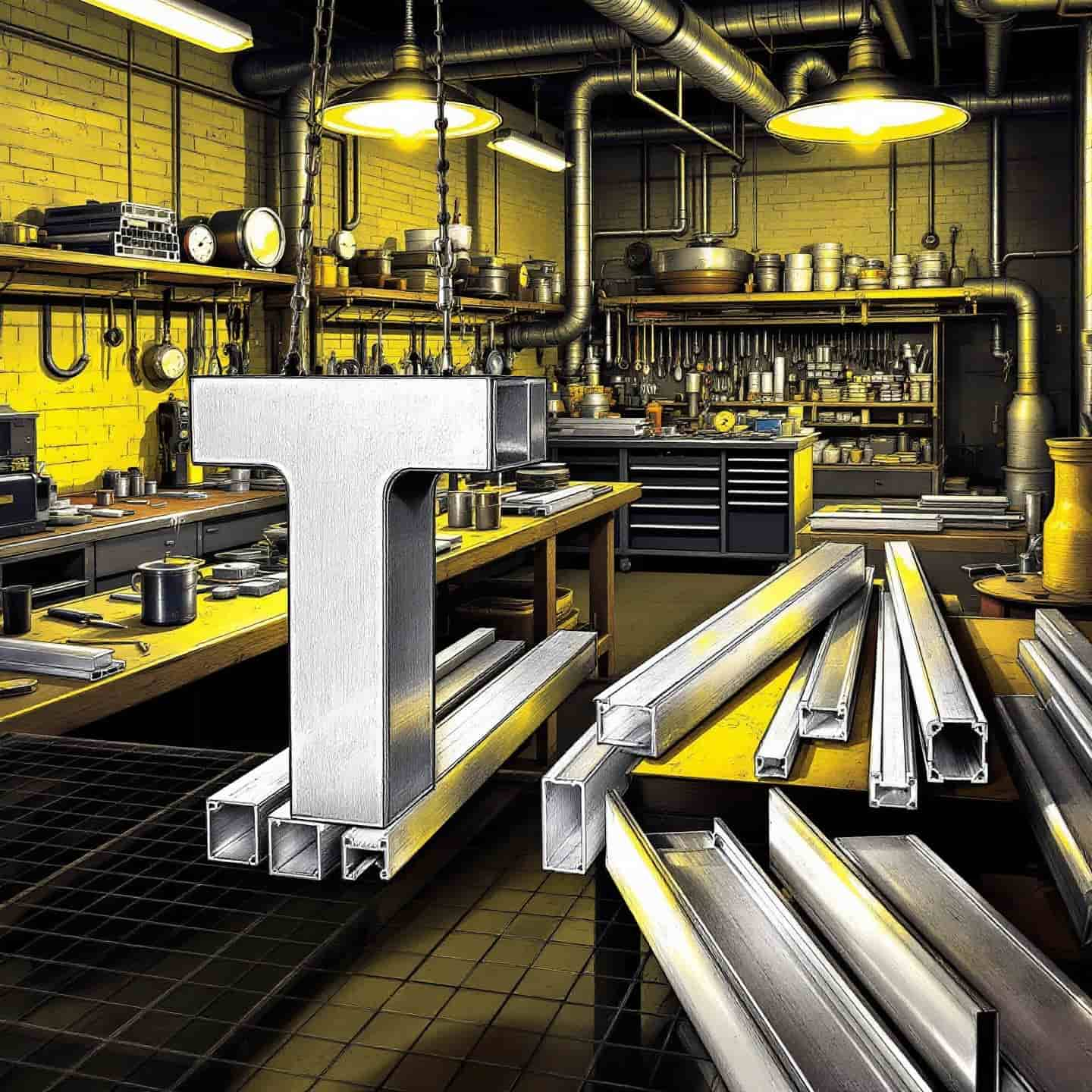 diverse aluminum t channels in a workshop highlighting their versatility and industrial uses